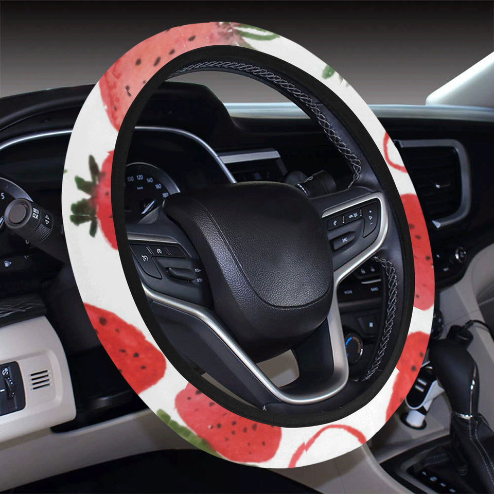 watercolor hand drawn beautiful strawberry pattern Car Steering Wheel Cover