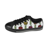 colorful apples leave zebra stripe Men's Low Top Canvas Shoes Black