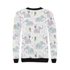 Cute elephant mouse pattern Women's Crew Neck Sweatshirt