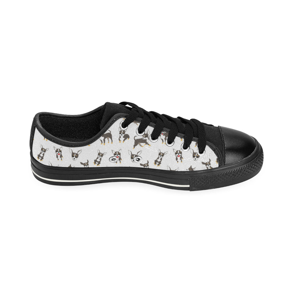 Chihuahua dog pattern Men's Low Top Canvas Shoes Black