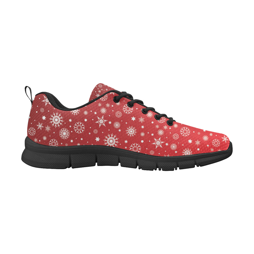 Snowflake pattern red background Men's Sneaker Shoes