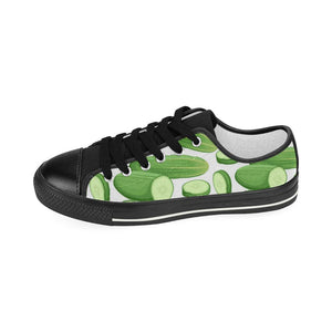 cucumber whole slices pattern Kids' Boys' Girls' Low Top Canvas Shoes Black