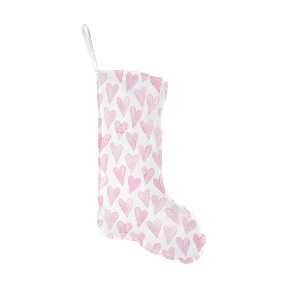 Watercolor pink heart pattern Christmas Stocking