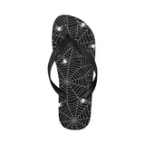 Spider web design pattern Black background white c Unisex Flip Flops