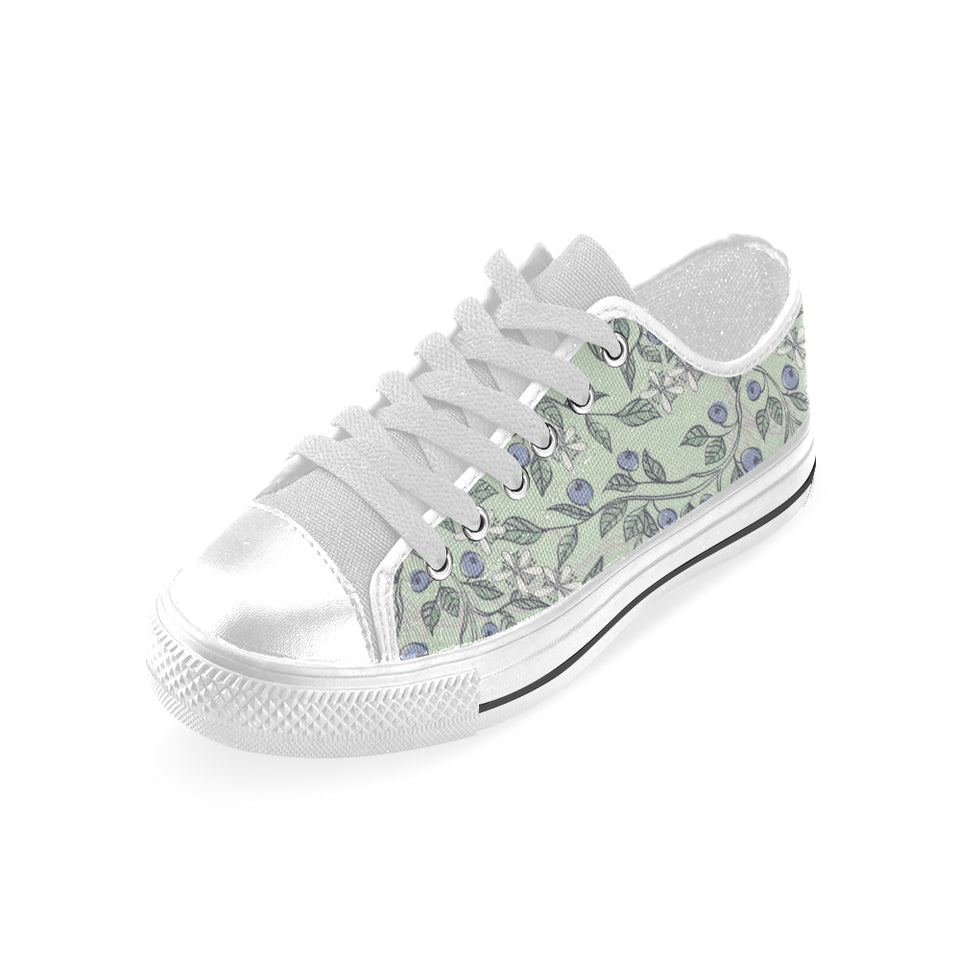 hand drawn blueberry pattern Men's Low Top Shoes White