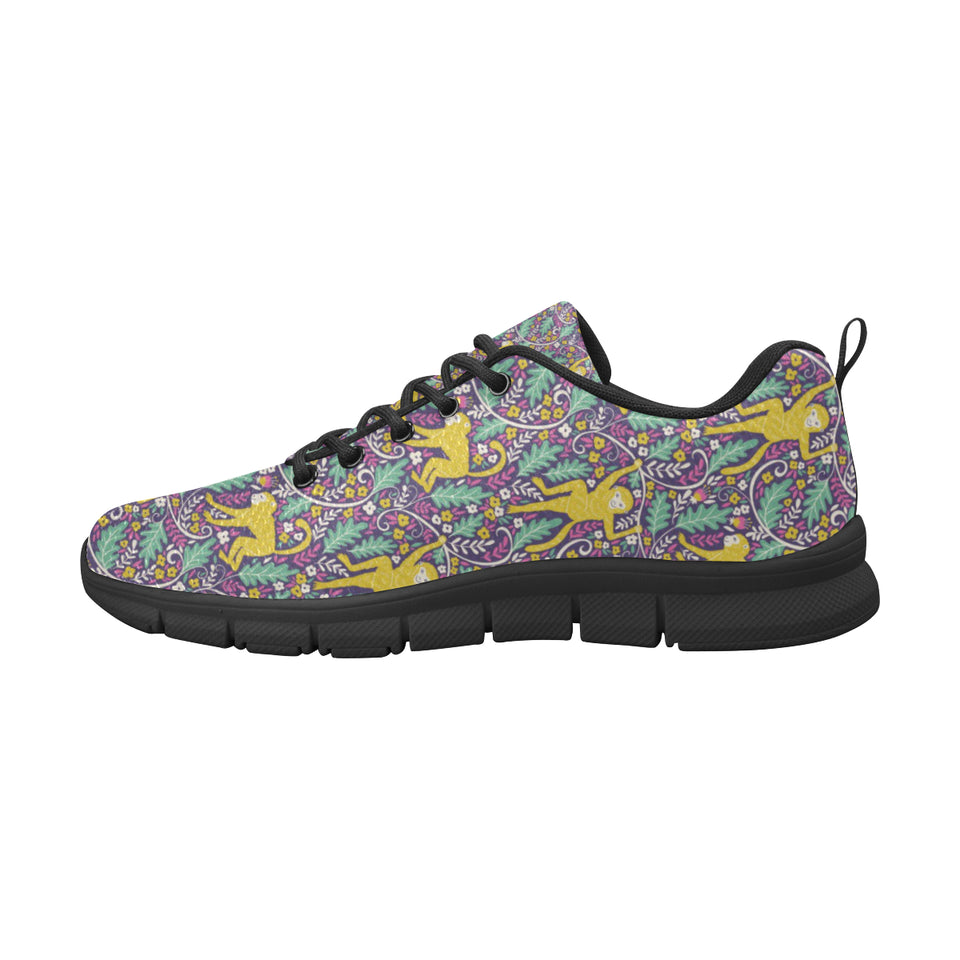 Cute yellow monkey leaves pattern Men's Sneaker Shoes