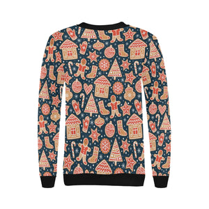 Christmas gingerbread cookie pattern Women's Crew Neck Sweatshirt