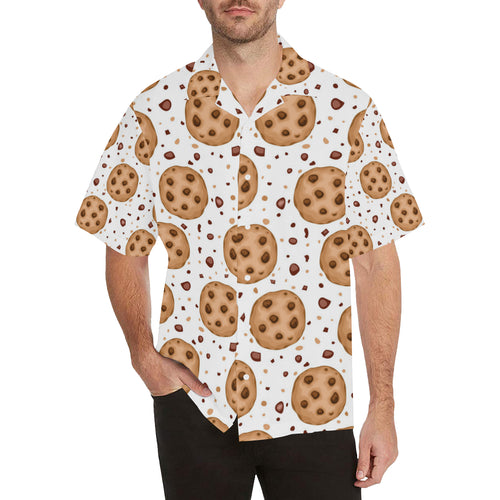 chocolate chip cookie pattern Men's All Over Print Hawaiian Shirt