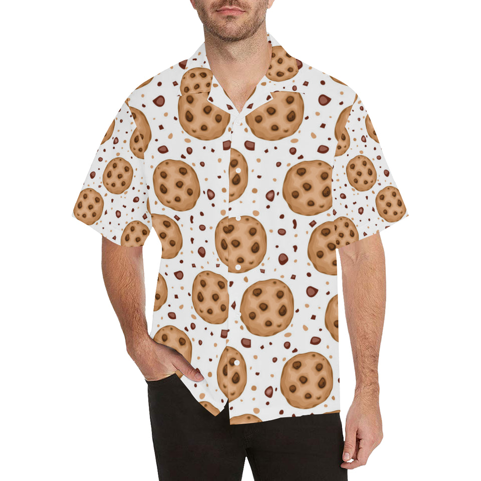 chocolate chip cookie pattern Men's All Over Print Hawaiian Shirt