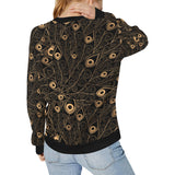 Gold peacock feather pattern Women's Crew Neck Sweatshirt