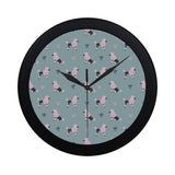poodle dog pattern Elegant Black Wall Clock