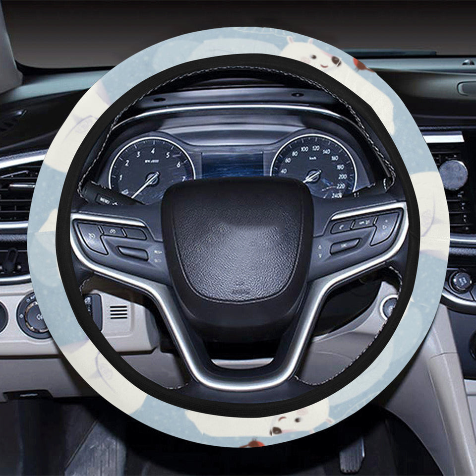 Cute polar bears Christmas decoration pattern Car Steering Wheel Cover