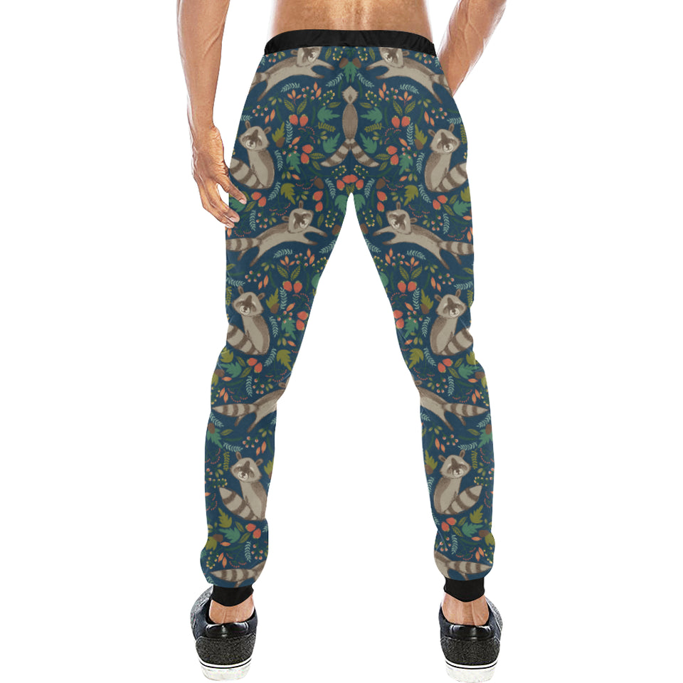 Raccoon tropical leaves pattern Unisex Casual Sweatpants
