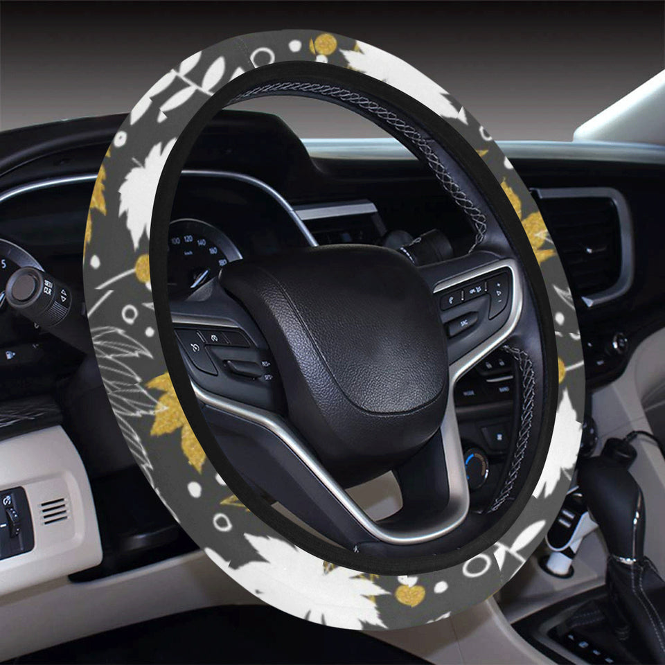 Beautiful gold autumn maple leaf pattern Car Steering Wheel Cover