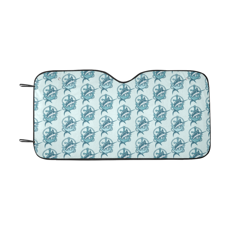 Swordfish Pattern Print Design 05 Car Sun Shade