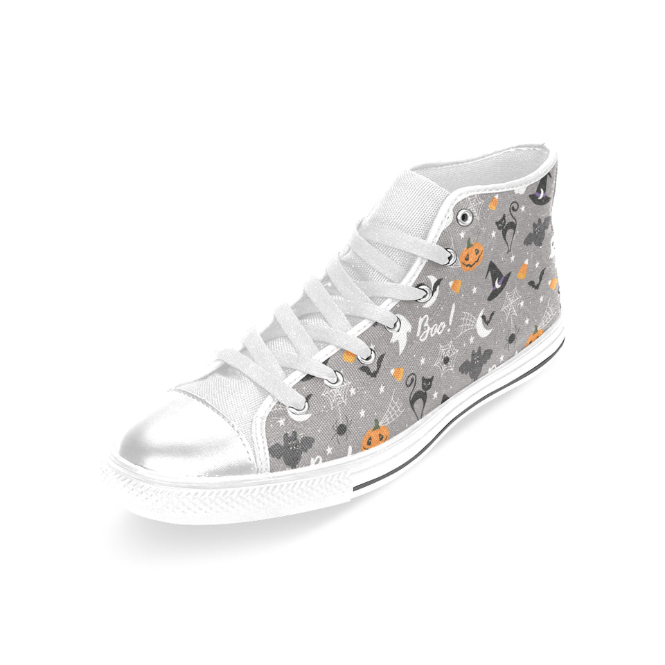 Halloween design pattern Women's High Top Canvas Shoes White
