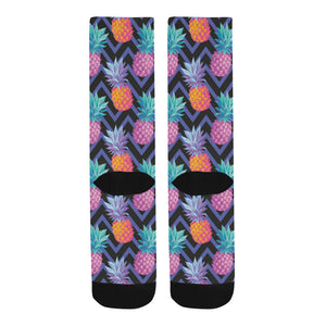 Pineapples pattern zigzag background Crew Socks