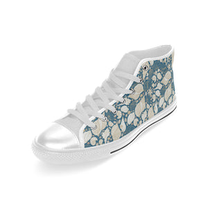 Sea turtle Polynesian Tribal design pattern Men's High Top Canvas Shoes White