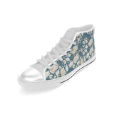 Sea turtle Polynesian Tribal design pattern Men's High Top Canvas Shoes White