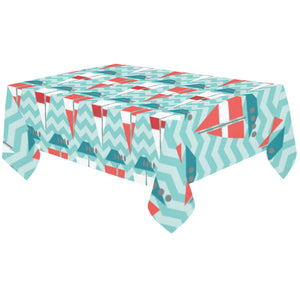 Red White sailboat wave background Tablecloth