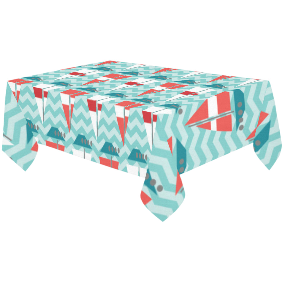 Red White sailboat wave background Tablecloth