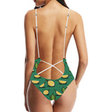 Durian pattern green background Women's One-Piece Swimsuit