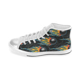 Bowling balls flame pattern Women's High Top Canvas Shoes White