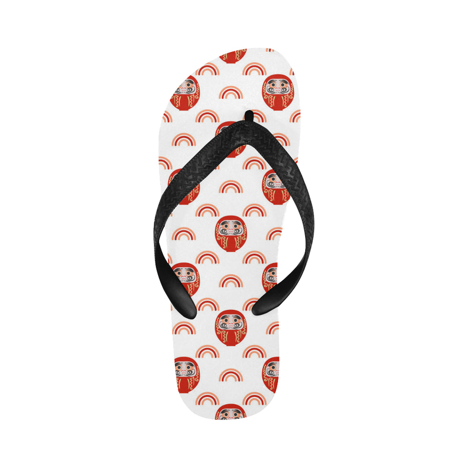 Daruma japanese wooden doll design pattern Unisex Flip Flops
