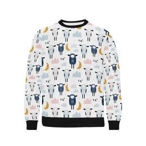 Cute sleeping sheep moon cloud pattern Men's Crew Neck Sweatshirt