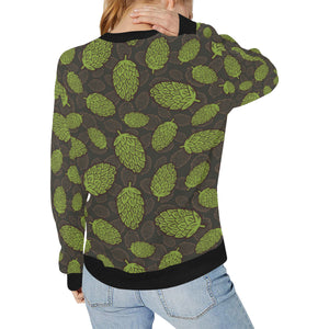 Hop pattern black background Women's Crew Neck Sweatshirt