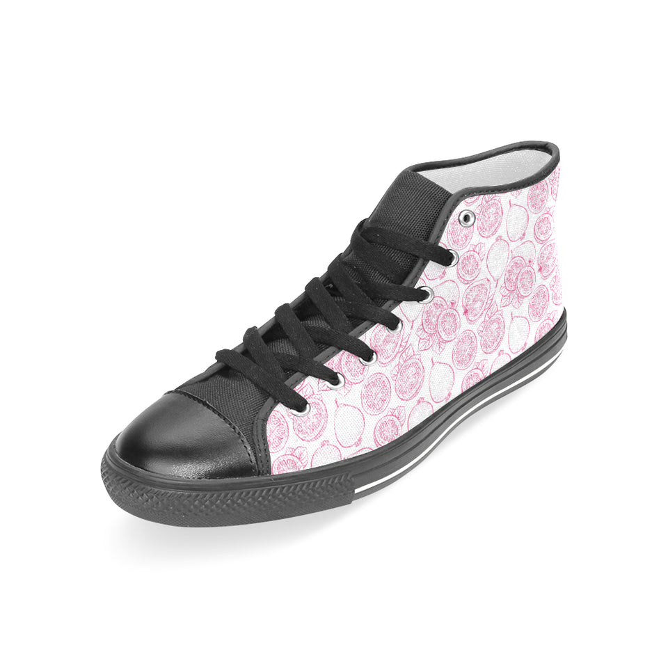 Sketch guava pattern Women's High Top Canvas Shoes Black