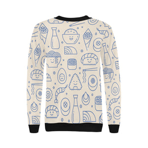 Cute sushi icon pattern Women's Crew Neck Sweatshirt