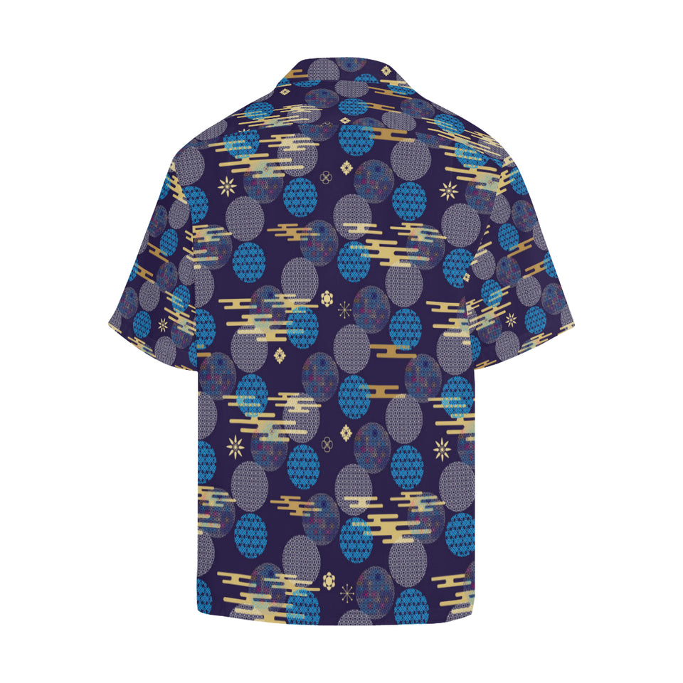 Blue japanese pattern cloud wave flower Men's All Over Print Hawaiian Shirt