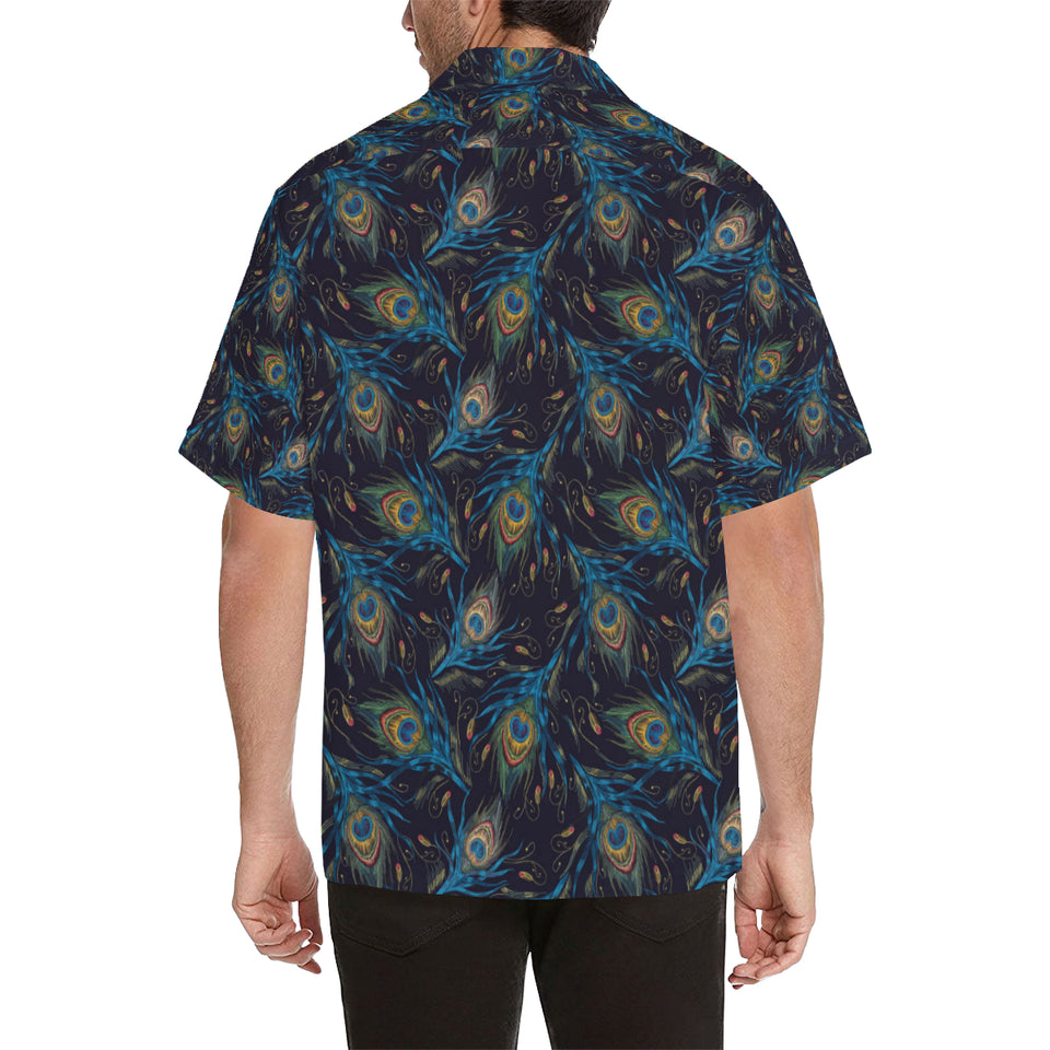 Beautiful peacock feather pattern Men's All Over Print Hawaiian Shirt