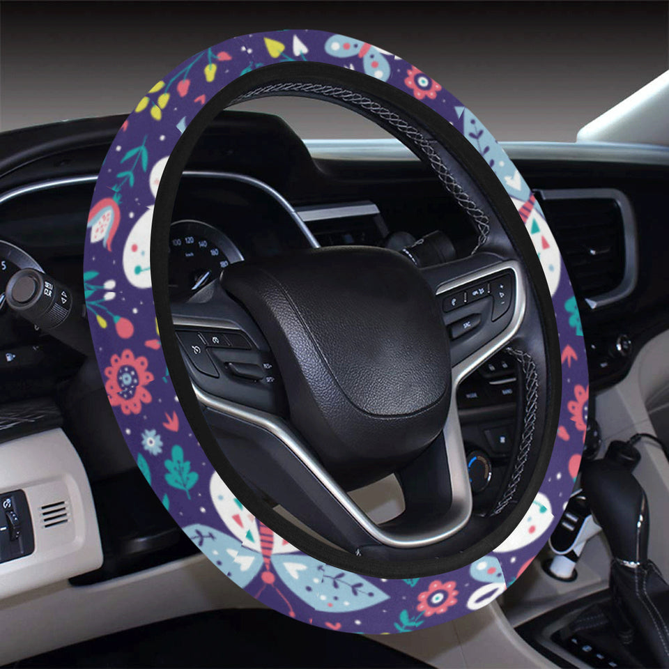 Colorful butterfly flower pattern.eps Car Steering Wheel Cover