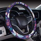 Colorful butterfly flower pattern.eps Car Steering Wheel Cover