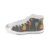 electric guitars pattern Women's High Top Canvas Shoes White