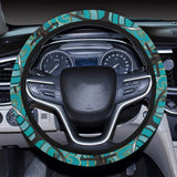Anchor nautical green background Car Steering Wheel Cover