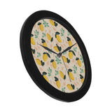 lemon flower leave pattern Elegant Black Wall Clock
