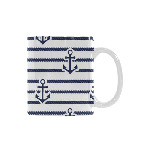 Anchor rope nautical  pattern Classical White Mug (Fulfilled In US)