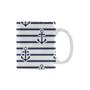 Anchor rope nautical  pattern Classical White Mug (Fulfilled In US)