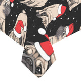 Christmas Pugs Santa_s red cap pattern Tablecloth