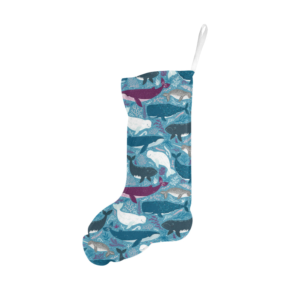Whale design pattern Christmas Stocking