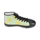 slice of lemon pattern Women's High Top Canvas Shoes Black