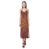 cacao beans tribal polynesian pattern V-Neck Open Fork Long Dress