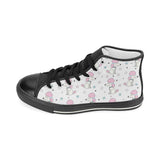 Cute poodle dog star pattern Women's High Top Canvas Shoes Black