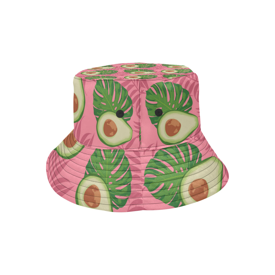 Avocado slices leaves pink back ground Unisex Bucket Hat