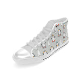 Cute Penguin christmas pattern Men's High Top Canvas Shoes White