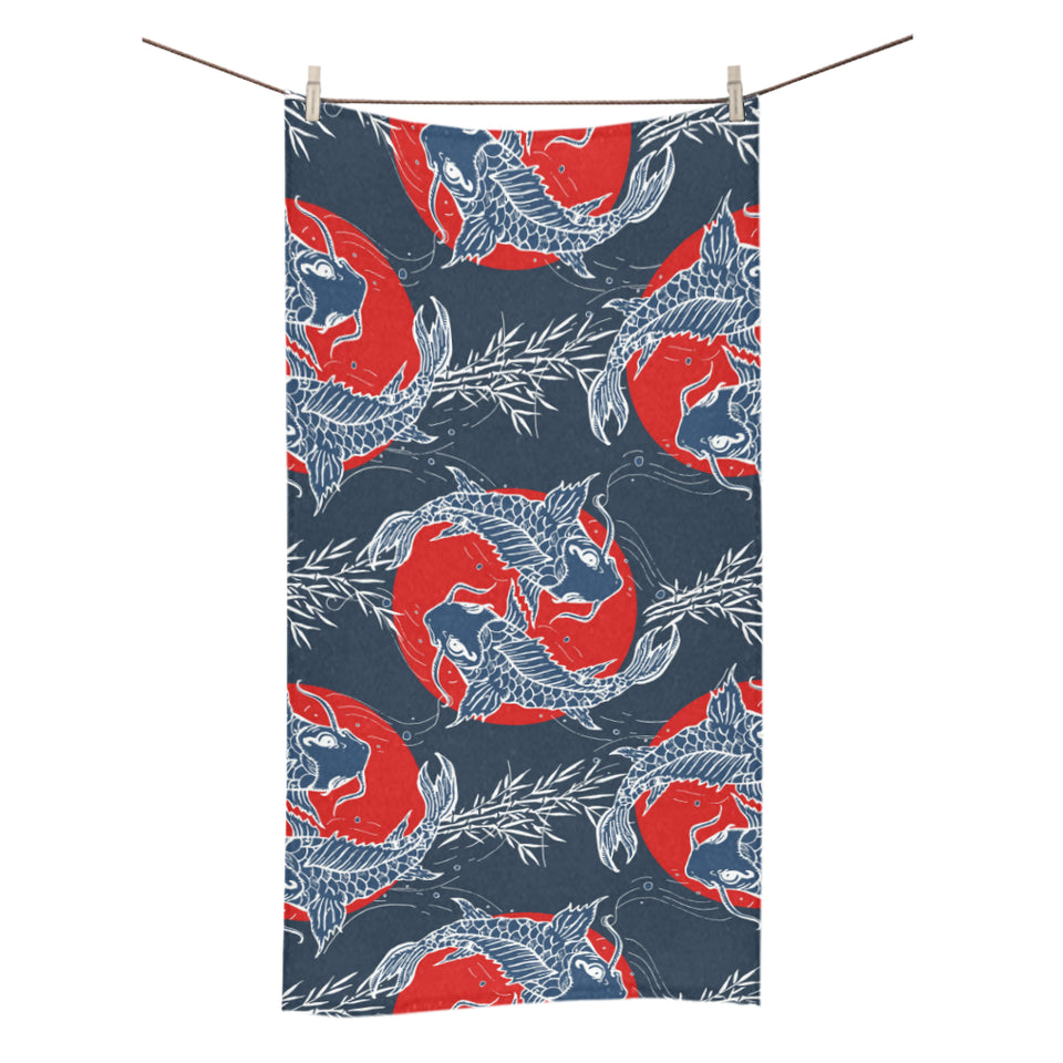 Koi Fish Carp Fishs hand drawn japanese art Bath Towel