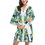 Toucan tropical leaves design pattern Women's Short Kimono Robe
